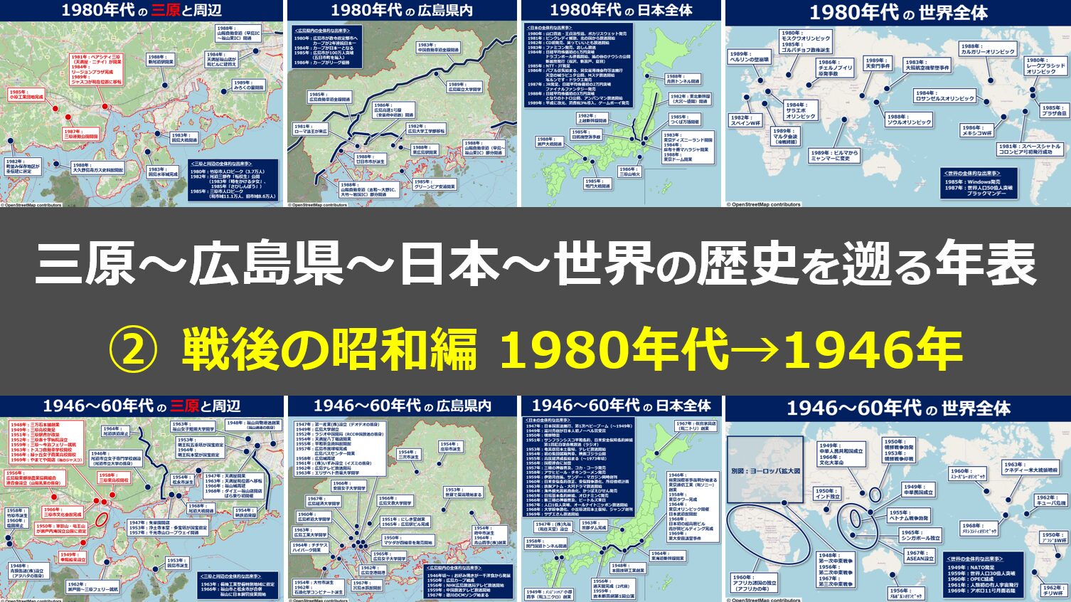 三原～広島県～日本～世界の歴史を遡る年表②戦後の昭和編1980